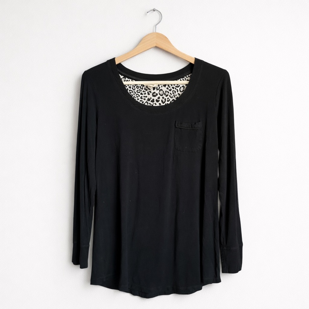 Soma Black Long Sleeve Pajama Top Size S Cozy Loungewear